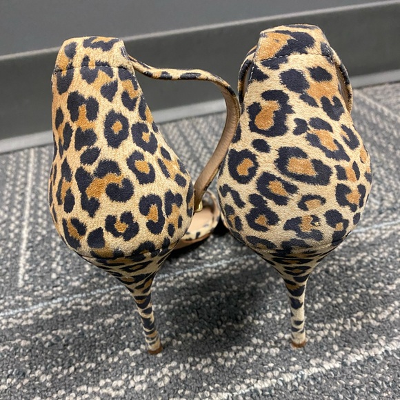 Manolo Blahnik Chaos Suede Leopard Print High Heel Sandals Size 38.5 - Picture 4 of 7